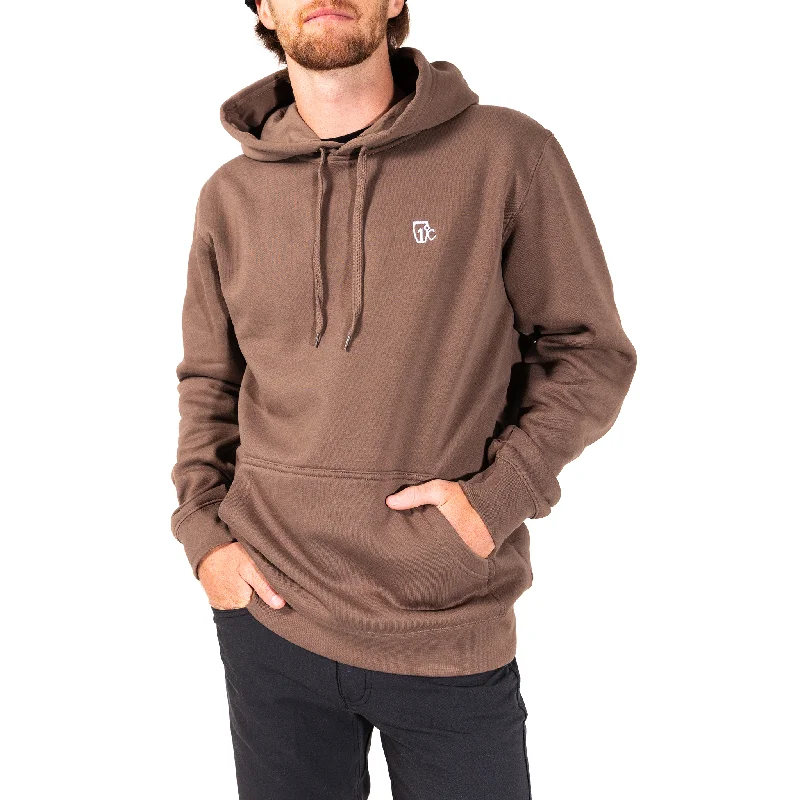 Embroidered One Degree Hoodie - Walnut Hoodie with V-Neck Classic Versatile