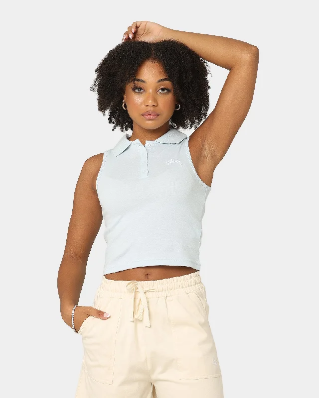 Stussy Women's Valley Rib Polo Tank Ice Blue bright tank top