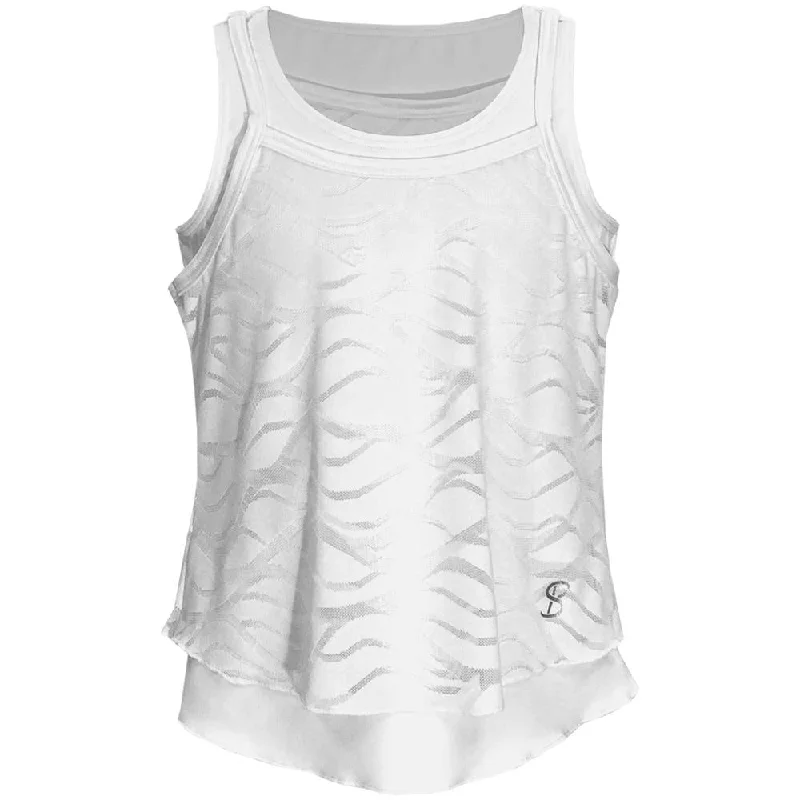 Sofibella Girls Miami Overlay Tank - White open back tank