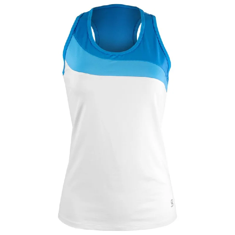 Sofibella Women's New Wave Racerback Tank - White/Blue crossback tank top