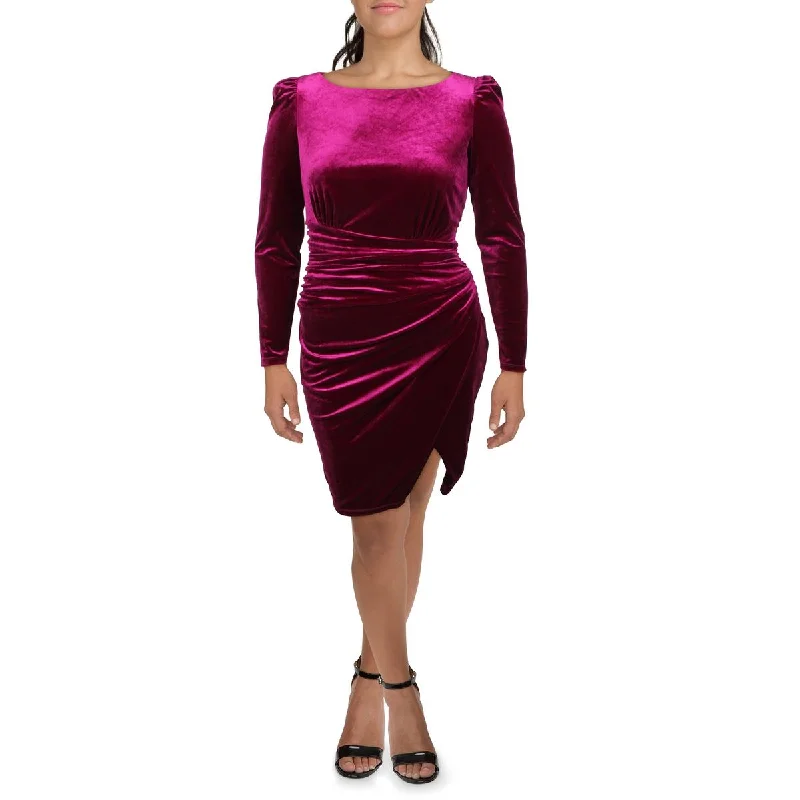 Womens Velour Midi Sheath Dress Boatneck Modish Everyday