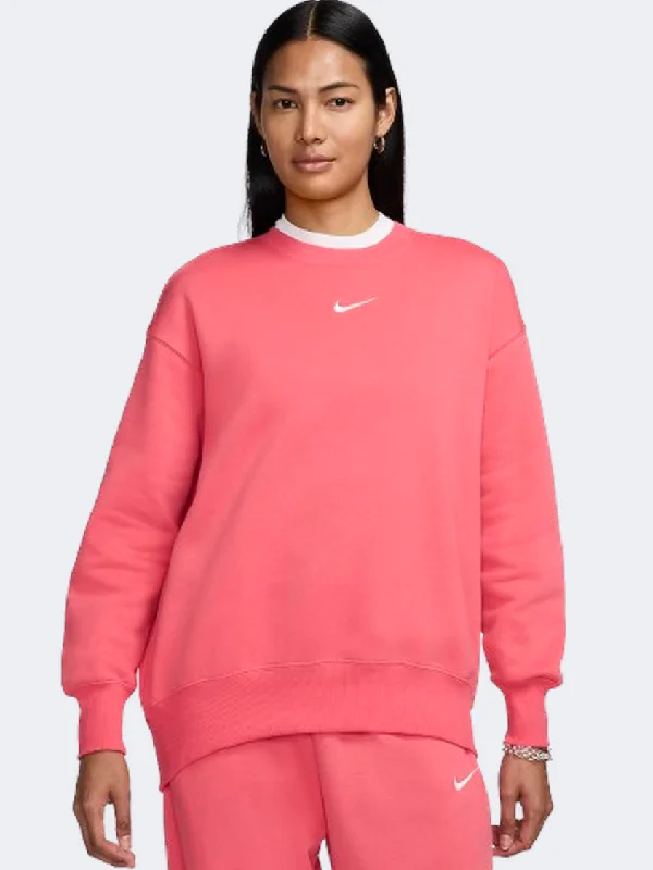 Nike Sportswear Phoenix Fleece Women Lifestyle Sweatshirt Aster Pink/Sail Hoodie with Ribbed Hem Stretchable Secure