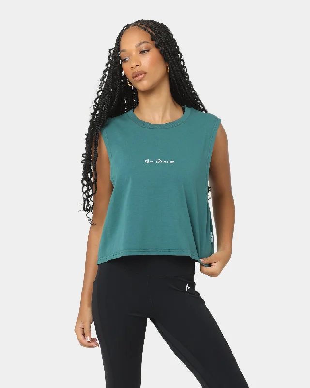 PYRA Women's Script Tank Teal gold tank top