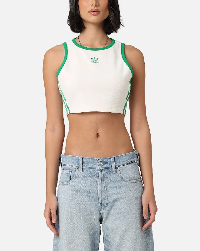 Adidas Women's Terry Cropped Tank Top Off White breathable tank top