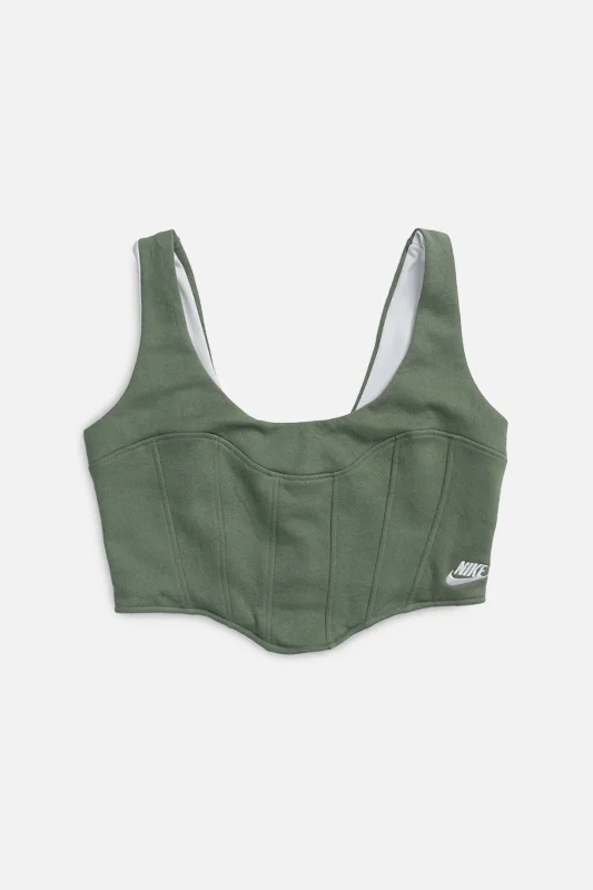 Rework Nike Sweatshirt Bustier - L Hoodie with Raglan Sleeves Sporty Comfortable