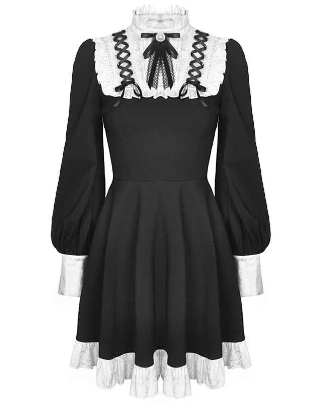 Dark In Love Euphoria Gothic Lolita Doll Dress - Black & White Tunics Occasion special