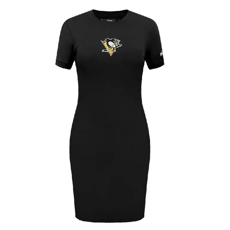 NHL PITTSBURGH PENGUINS CLASSIC WOMEN'S BODY CON DRESS (BLACK) Tunics Chic fashionable