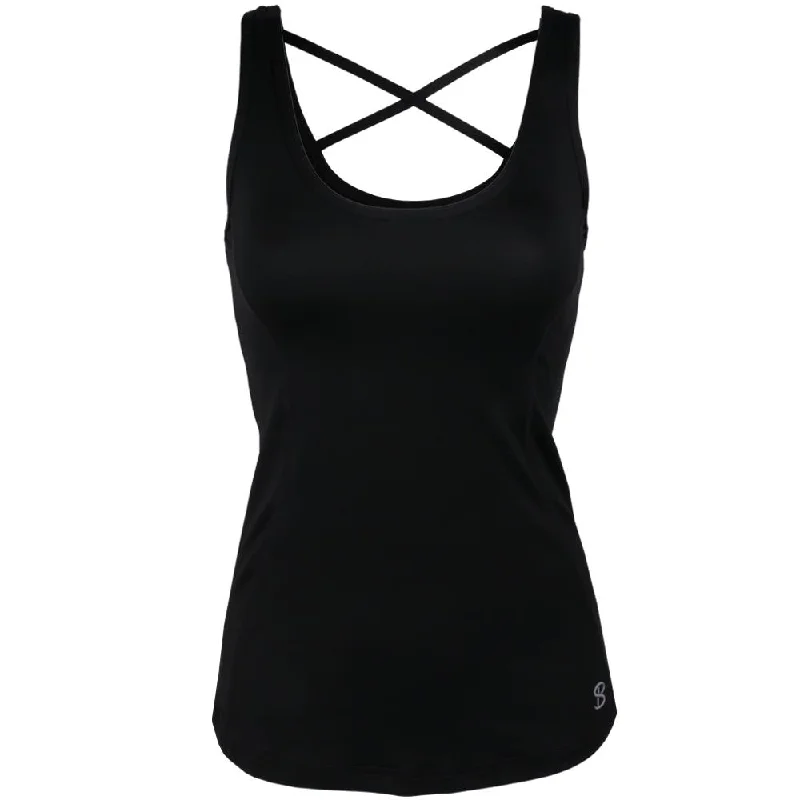 Sofibella Women's UV Colors X Tank - Black mesh tank top