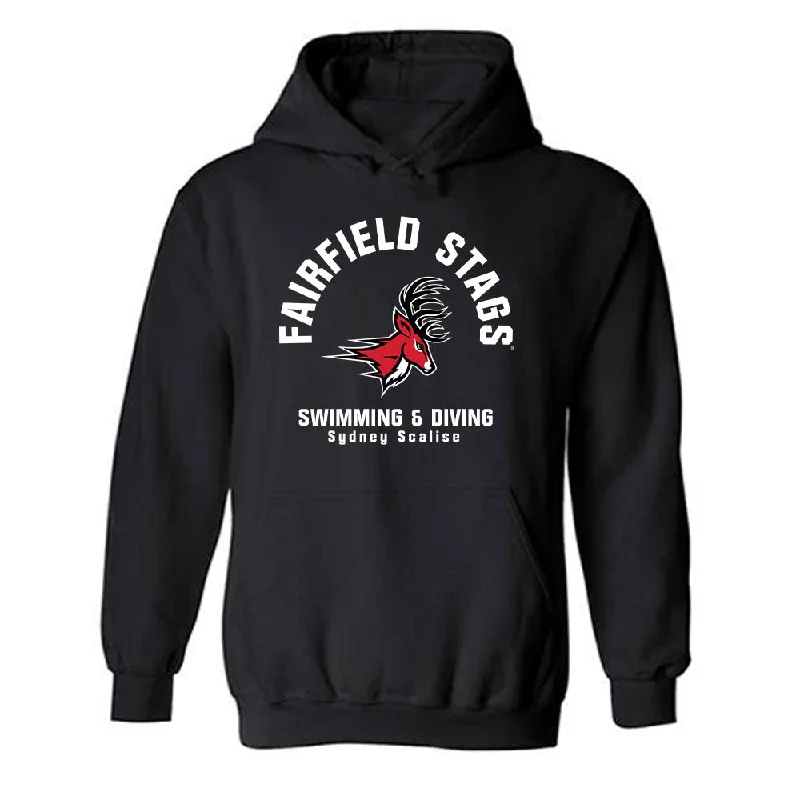 Fairfield - NCAA Women's Swimming & Diving : Sydney Scalise - Hooded Sweatshirt Classic Fashion Shersey Hoodie with V-Neck Classic Versatile