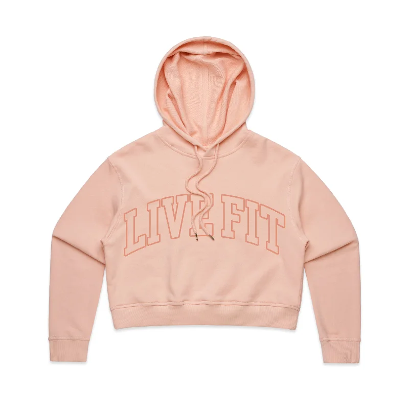 Letterman Crop Hoodie - Bubblegum Hoodie with Button Placket Classic Preppy