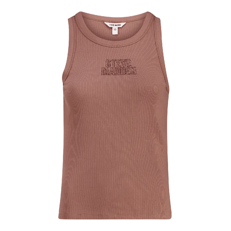 AALIYAH TOFFEE SPARKLE LOGO TANK cotton tank top