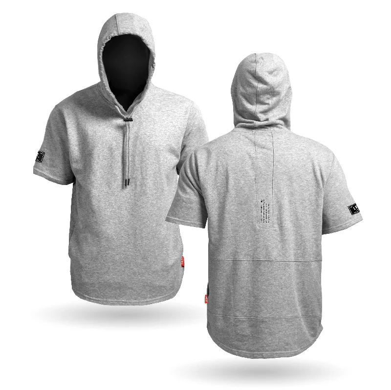 Organic Short Sleeve Trainer Hoodie - Grey Hoodie with Snap Buttons Easy Quick