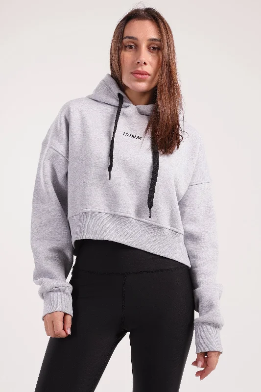 Boxy Cropped Basic Hoodie (40029) - Fit Freak Hoodie with Lining Warm Insulated