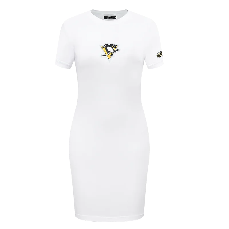 NHL PITTSBURGH PENGUINS CLASSIC WOMEN'S BODY CON DRESS (WHITE) Tunics Trendy modern