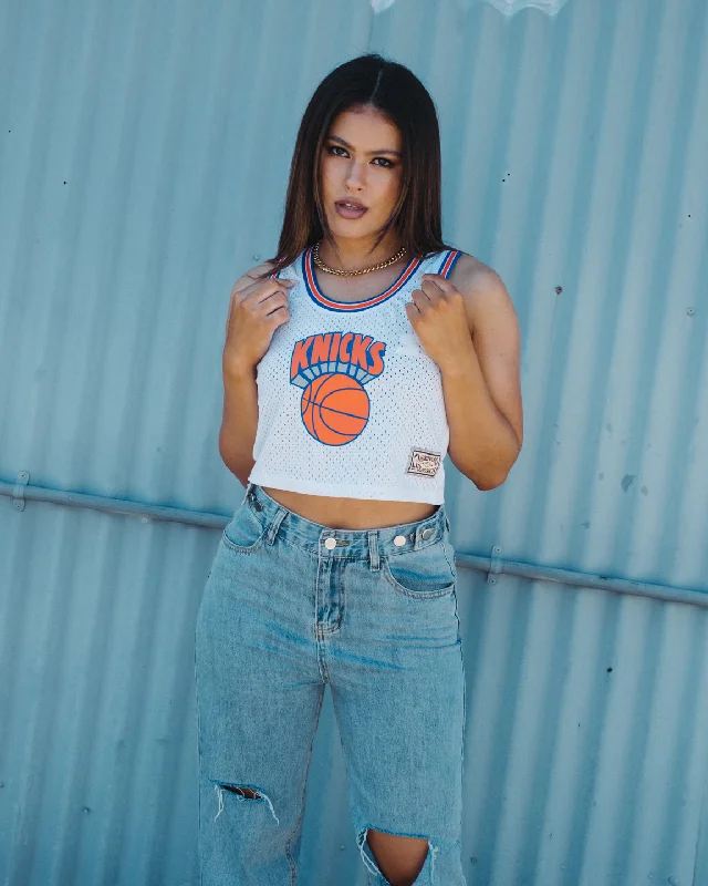 Mitchell & Ness Women's New York Knicks Mesh Crop Tank White cropped tank top