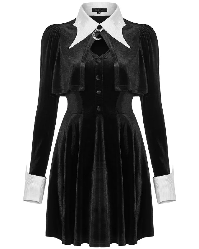 Punk Rave Incantine Gothic Lolita Witch Dress - Black Velvet Tunics Winter warm