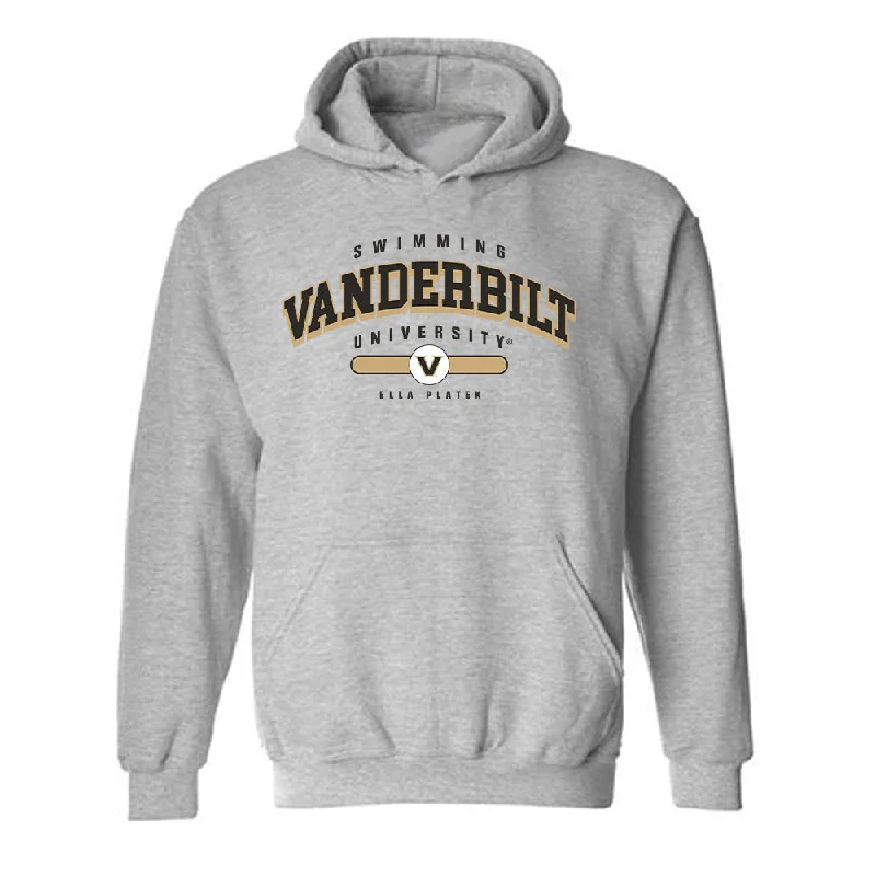 Vanderbilt - NCAA Women's Swimming & Diving : Ella Platek - Hooded Sweatshirt Classic Fashion Shersey Hoodie with Typography Text Message