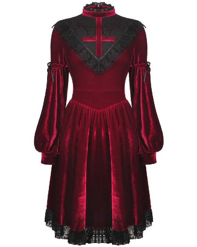 Dark In Love Bathory Gothic Lolita Dress - Red & Black Tunics Leisure comfortable