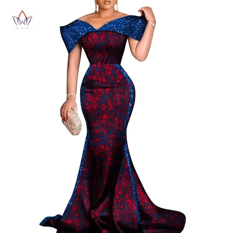 2021 New Custom African Evening Dresses for Women Bazin Dashiki African Dress Tunics Occasion special