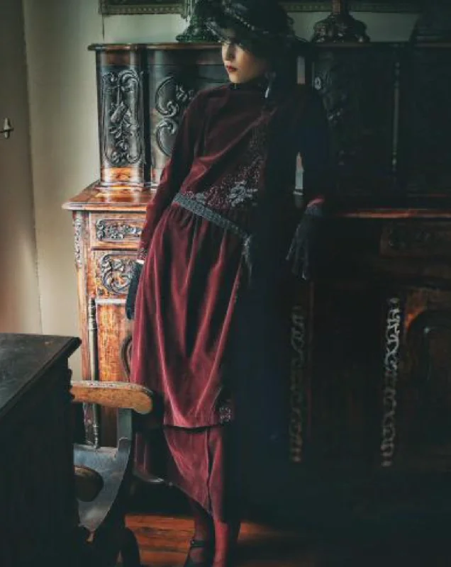 SOLD NEW LISTING La Belle Époque Velvet Dress Tiered Victorian Edwardian Tunics Versatile functional