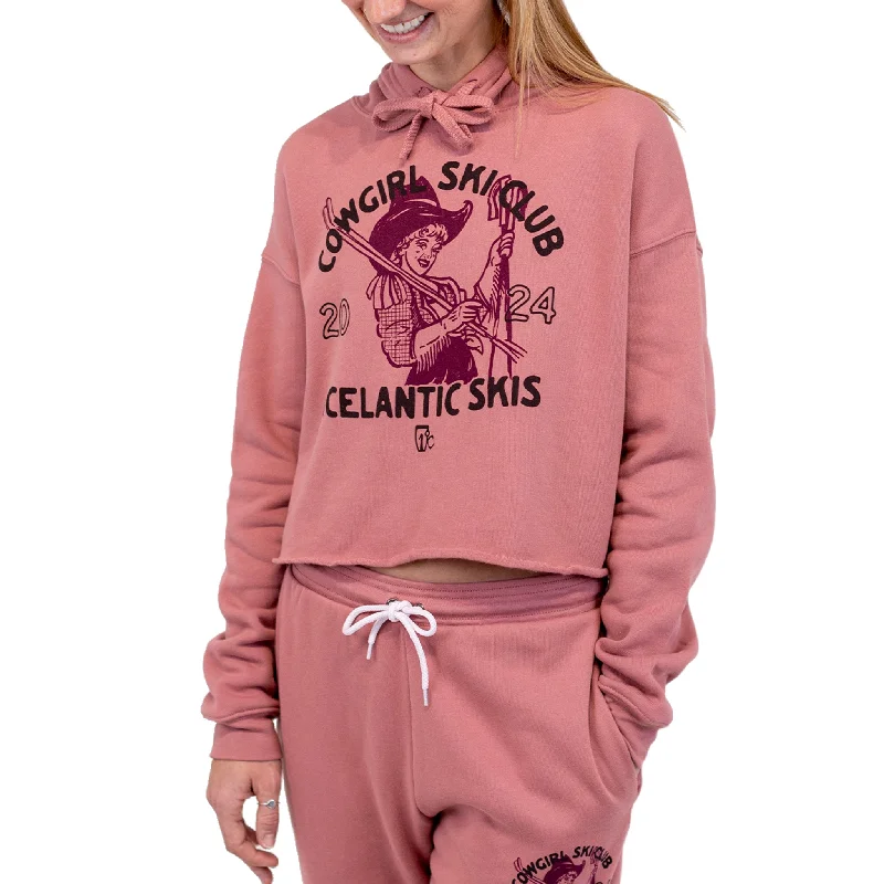 Cowgirl Ski Club Cropped Hoodie Hoodie with Drop Shoulder Relaxed Streetwear