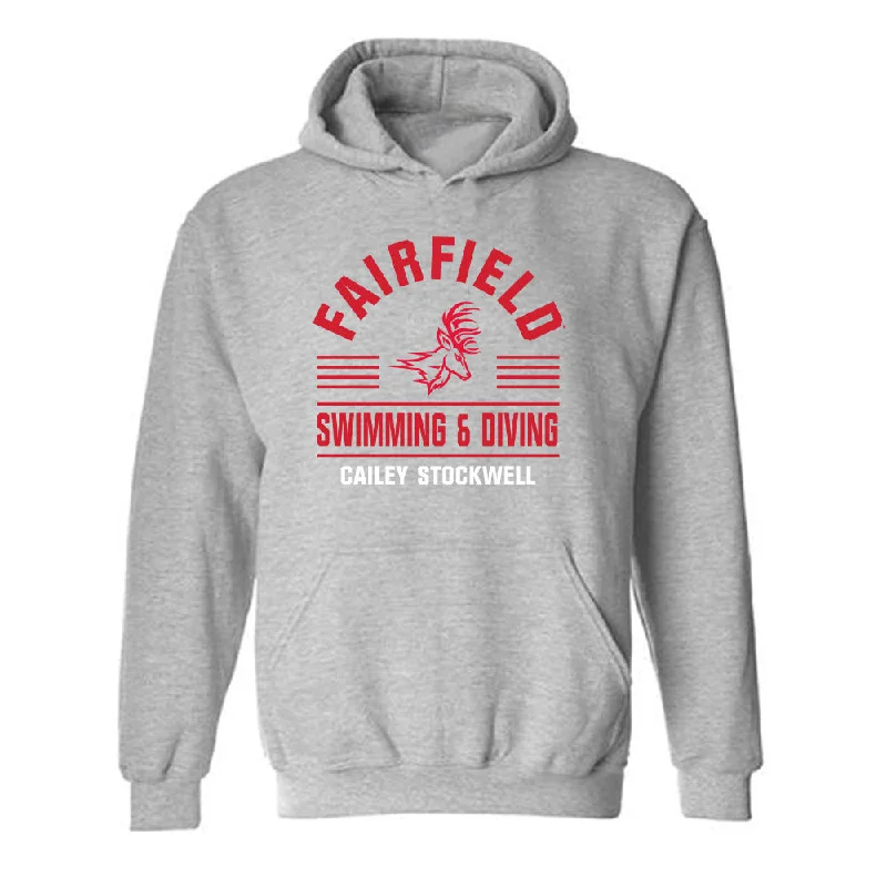 Fairfield - NCAA Women's Swimming & Diving : Cailey Stockwell - Hooded Sweatshirt Classic Fashion Shersey Hoodie with Monochrome Minimalist Simple