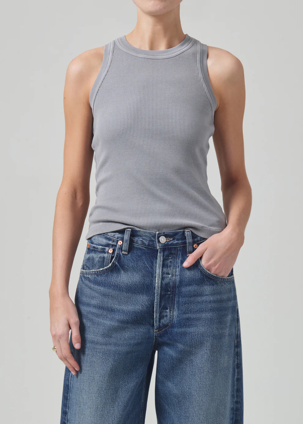 Isabel Rib Tank crew neck tank