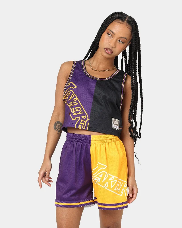 Mitchell & Ness Women's Los Angeles Lakers Big Face 5.0 Crop Tank Top Purple gym tank top