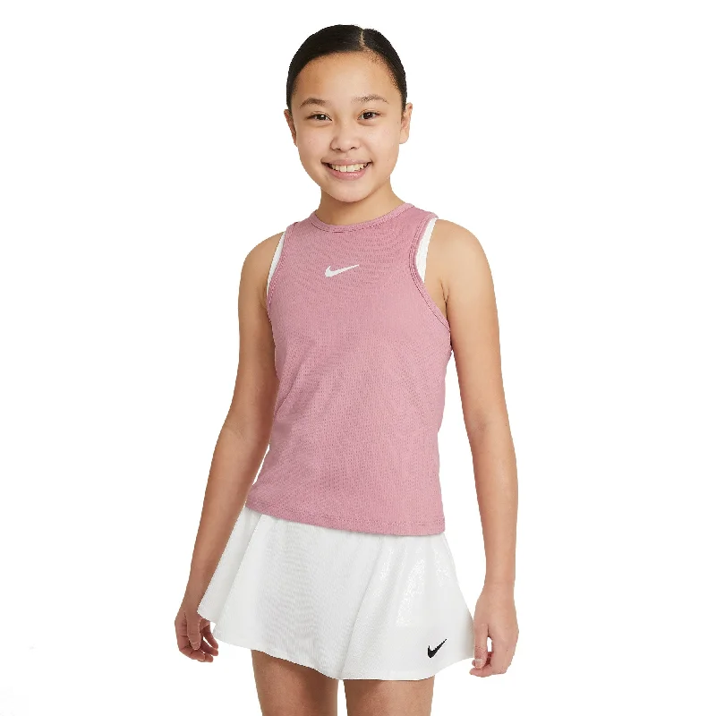 Nike Girls' Dri-FIT Victory Tank (Elemental Pink/White) vibrant tank top