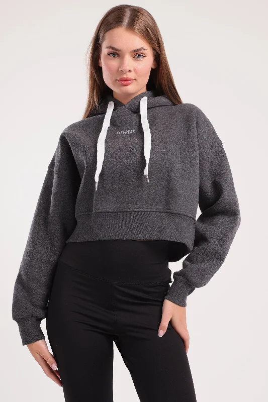 Boxy Cropped Basic Hoodie (40032) - Fit Freak Hoodie with Color Block Contrast Stylish