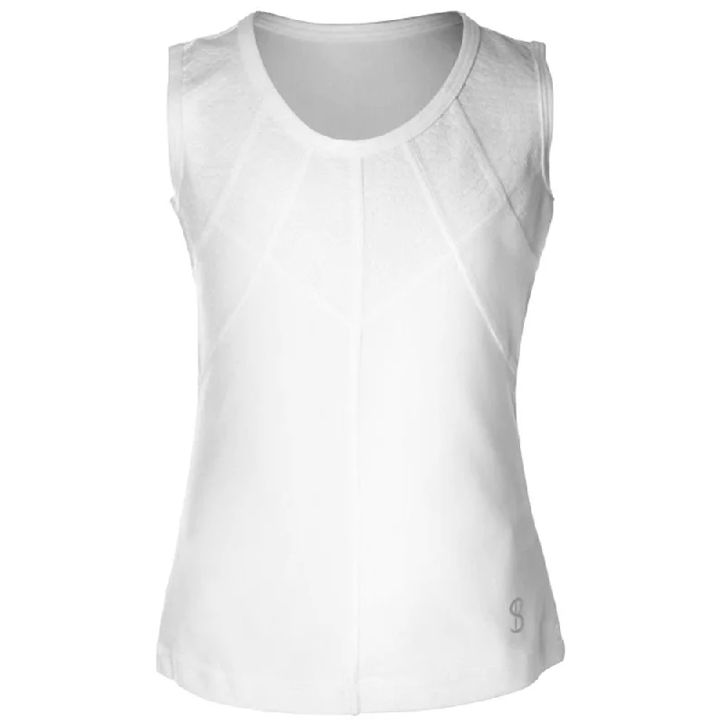 Sofibella Girls Athena Facet Tank - White cutout tank top