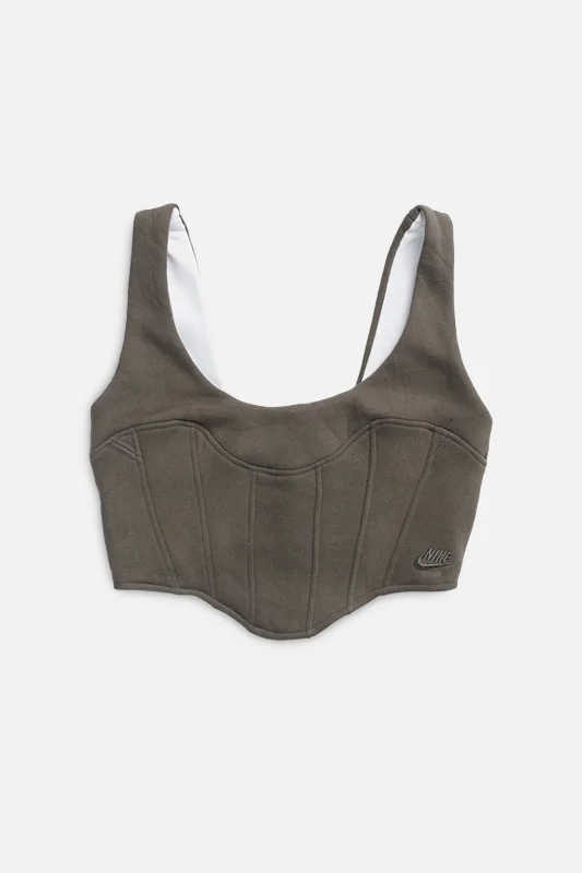 Rework Nike Sweatshirt Bustier - S Hoodie with Longline Fit Extended Stylish