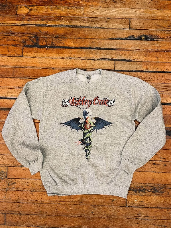 Mötley Crüe Dr. Feelgood Sweatshirt Hoodie with Frayed Bohemian Relaxed