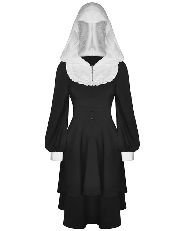 Dark In Love Bad Habit Hooded Dress - Black & White Tunics Evening elegant