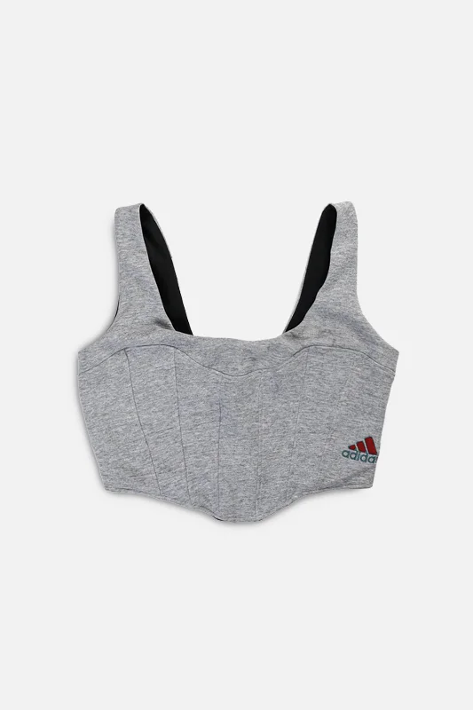 Rework Adidas Sweatshirt Bustier - XL Hoodie with Cuffed Sleeves Snug Secure