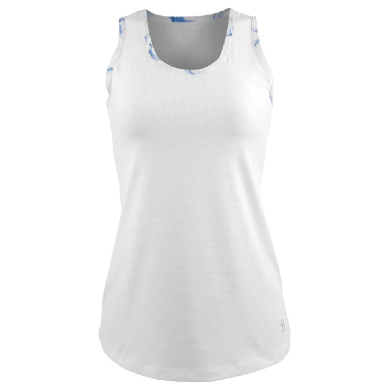 Sofibella Women's Allstars Tank - White/Aqua low neck tank