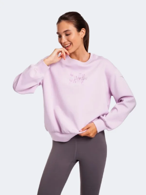 Anta  Women Training Sweatshirt Purple Hoodie with Drop Shoulder Relaxed Streetwear