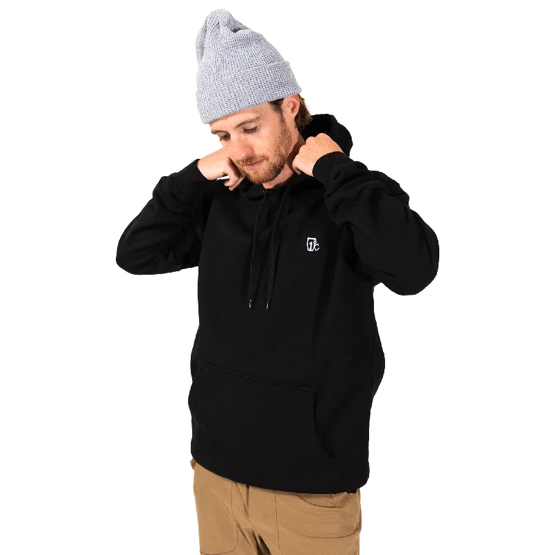 Embroidered One Degree Hoodie - Black Hoodie with Ribbed Neckline Snug Warm