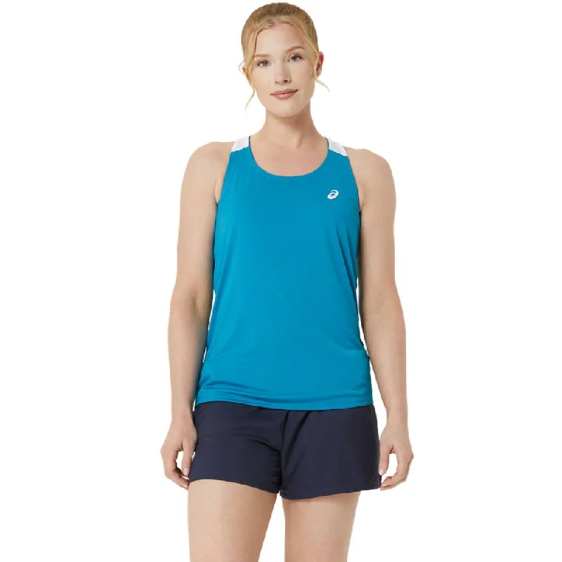 Asics Women's Court Tank Top (Teal Blue/Brilliant White) lemon yellow tank