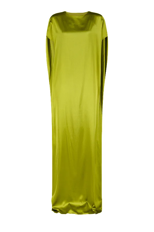 Diria Green Draped Dress Crew Neckline Sporty