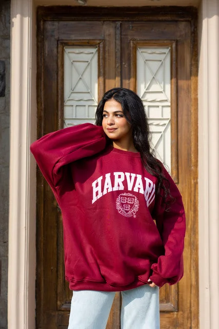 Harvard Spirit Sweatshirt - Keen Hoodie with Sequins Glamorous Eye-catching