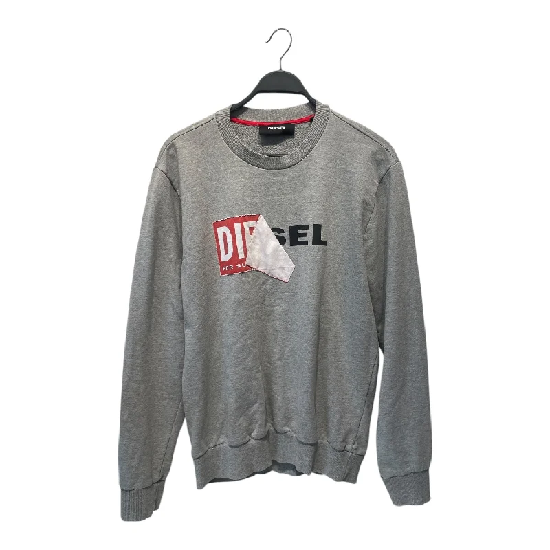 DIESEL/Sweatshirt/XL/Graphic/Cotton/GRY/ Hoodie with Exposed Zipper Edgy Industrial