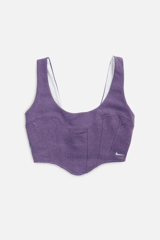 Rework Nike Sweatshirt Bustier - XS, S, M, L Hoodie with Raw Hem Edgy Unfinished