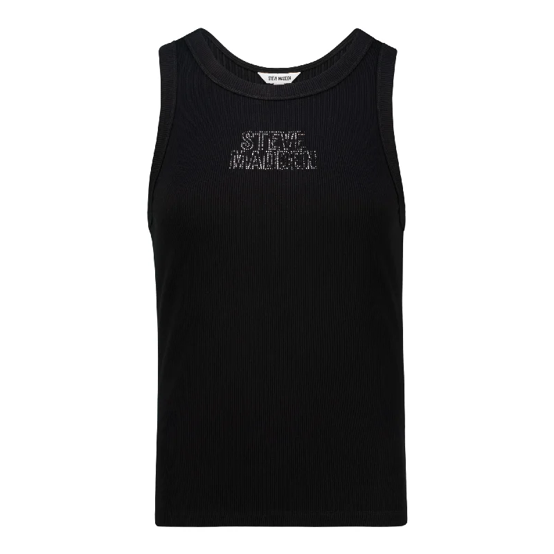 AALIYAH BLACK SPARKLE LOGO TANK modal blend tank