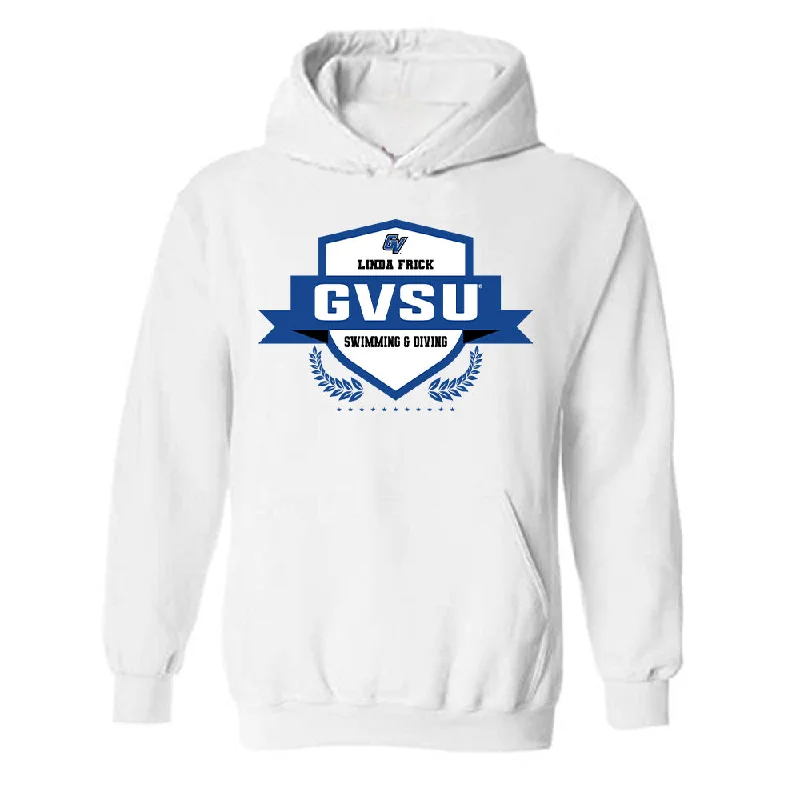 Grand Valley - NCAA Women's Swimming & Diving : Linda Frick - Hooded Sweatshirt Fashion Shersey Hoodie with High Neck Warm Protective