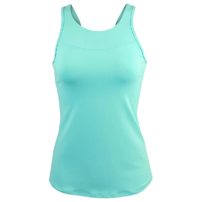 Lija Women's New Rules Shane Tank - Aqua halter tank top