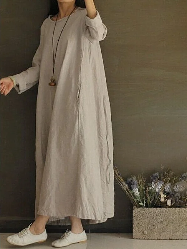 Loose Long Sleeve Long Round Neck Dress Tunics Party sparkling