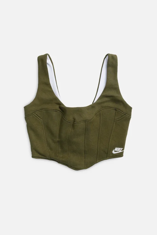 Rework Nike Sweatshirt Bustier - M Hoodie with Drop Shoulder Relaxed Streetwear