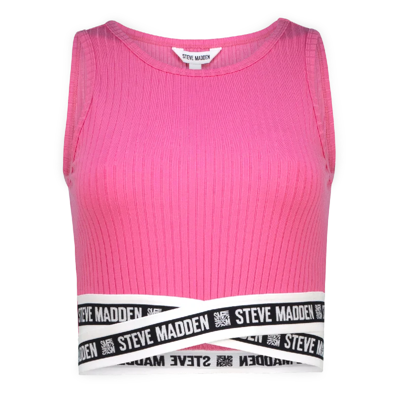 AMARA CANDY PINK CROPPED TANK scoop neck tank