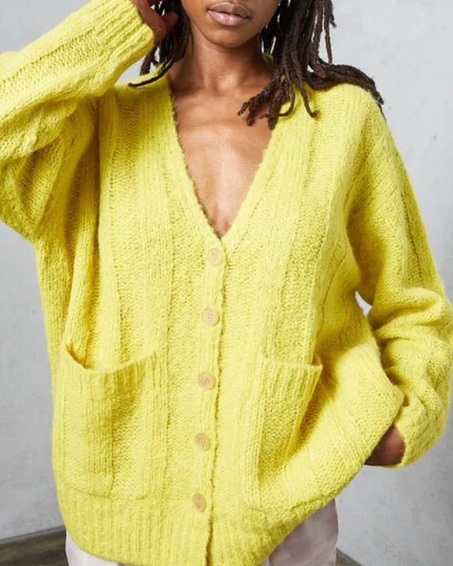 Ribbed Boyfriend Cardigan Fitted Loose Oversized